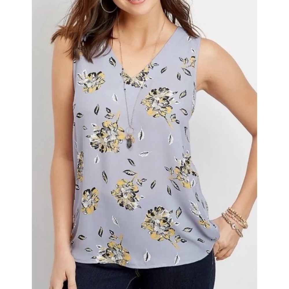 Maurices Lavender Floral Bar Back Tank Top